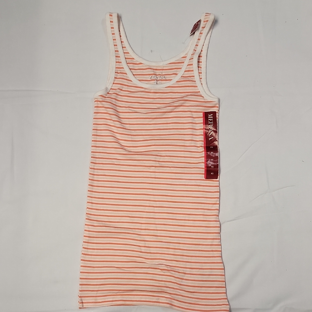 NWT Merona Coral and White Striped Tank Top XS